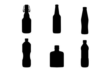 İçki şişelerinin siluetleri vektör tasarımı