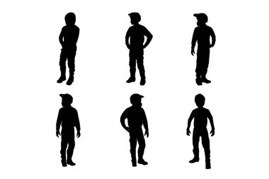 Motokros sürücüsü vektör tasarımının siluetleri