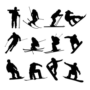 Kayak ve snowboard siluetleri.