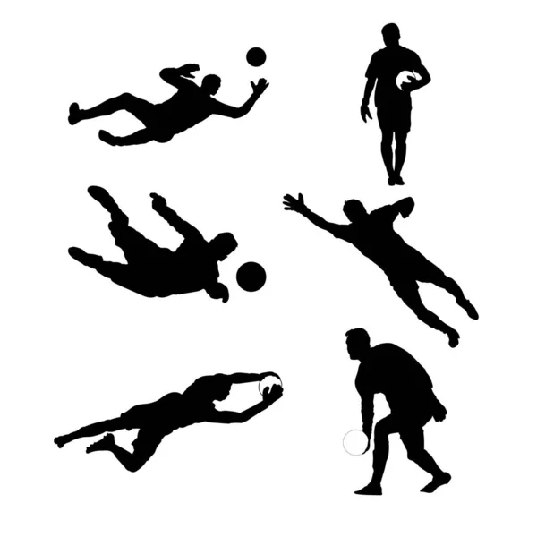 Set Silhouettes Soccer Goal Keepers Vector Design — Stock Vector