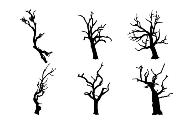 Набор Силуэтов Векторного Дизайна Ветвей Деревьев — стоковый вектор