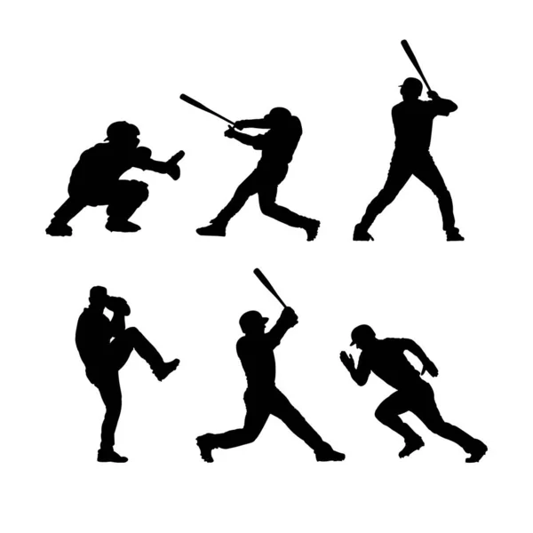 Béisbol Jugador Silueta Vector Diseño — Archivo Imágenes Vectoriales