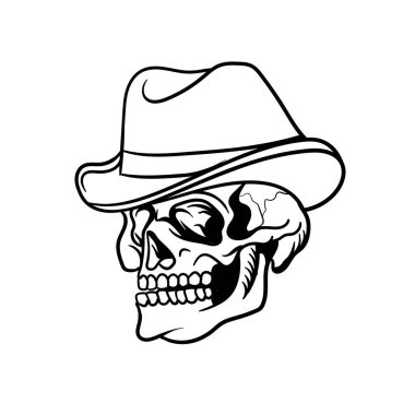 Kovboy kafatası çiziminin el çizimi