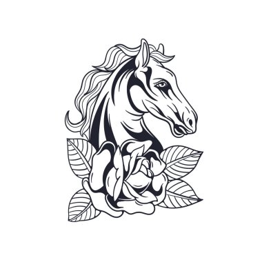 At kafası taslağının el çizimi.