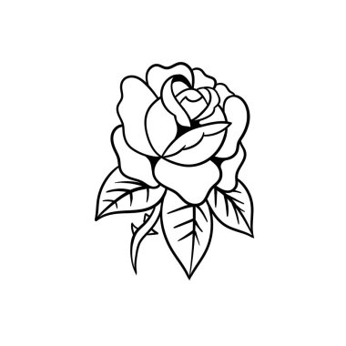 Gül çiçeğinin el çizimi çizimi