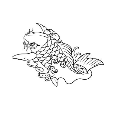 Güzel koi balığının el çizimi.