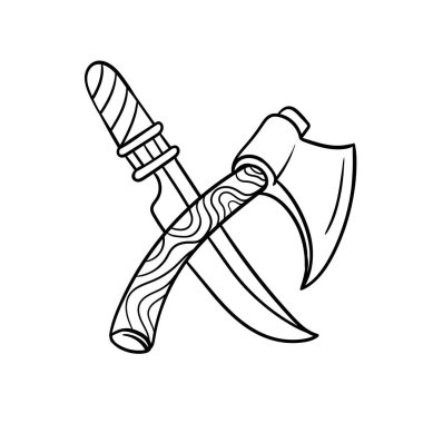 Bıçak ve baltanın el çizimi çizimi