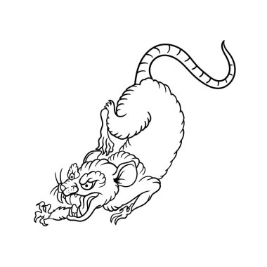 Geleneksel fare dövmesinin el çizimi tasarımı