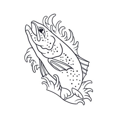 El çizimi alabalık avlama çizimi