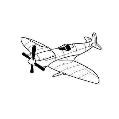 Bir savaş uçağı vektör tasarımının etiket çizimi