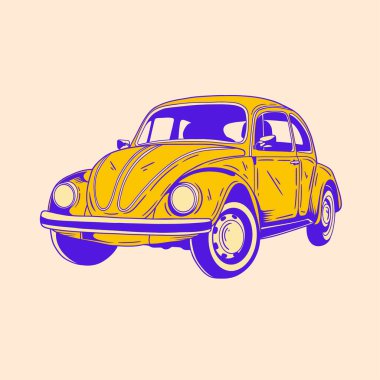 Klasik retro araba çizimi tasarımı 37