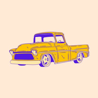 Klasik retro araba illüstrasyon tasarımı 8