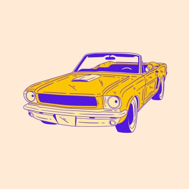 Klasik retro araba çizimi tasarımı 27