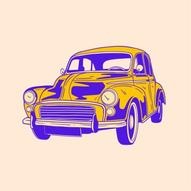 Klasik eski araba çizimi tasarımı 45