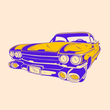 Klasik retro araba çizimi tasarımı 69