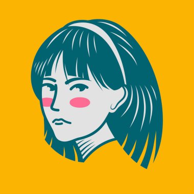 Karakter tasarımı avatar düz minimalist 163, basit vektör tasarımı, şirin çıkartma, karakter çıkartması