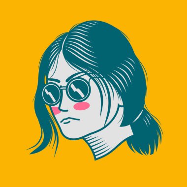 Karakter tasarımı avatar düz minimalist 100, basit vektör tasarımı, şirin çıkartma, karakter çıkartması