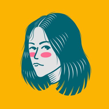 Karakter tasarımı avatar düz minimalist 114, basit vektör tasarımı, şirin çıkartma, karakter çıkartması