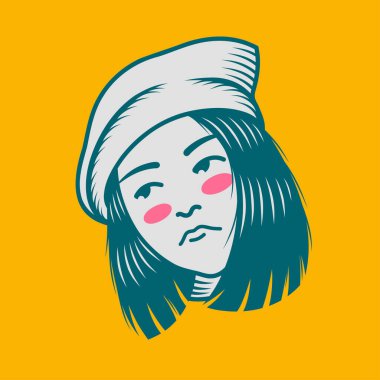 Karakter tasarımı avatar düz minimalist 142, basit vektör tasarımı, şirin çıkartma, karakter çıkartması