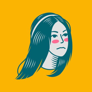 Karakter tasarımı avatar düz minimalist 4, basit vektör tasarımı, şirin çıkartma, karakter çıkartması
