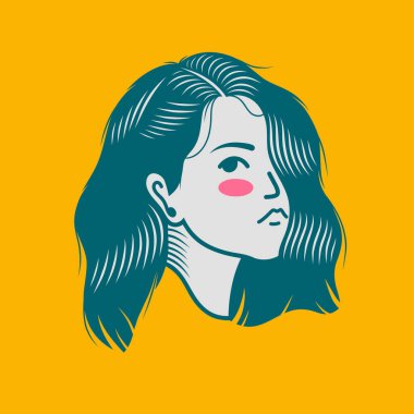 Karakter tasarımı avatar düz minimalist 19, basit vektör tasarımı, şirin çıkartma, karakter çıkartması