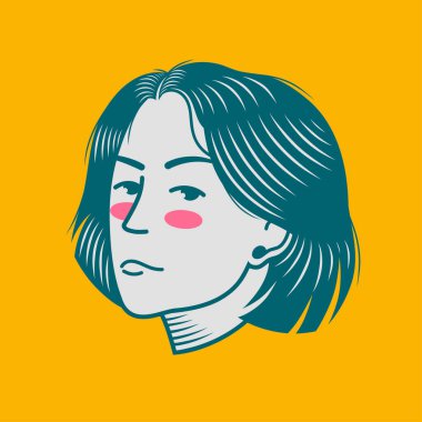 Karakter tasarımı avatar düz minimalist 30, basit vektör tasarımı, şirin çıkartma, karakter çıkartması