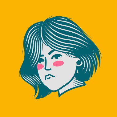 Karakter tasarımı avatar düz minimalist 31, basit vektör tasarımı, şirin çıkartma, karakter çıkartması