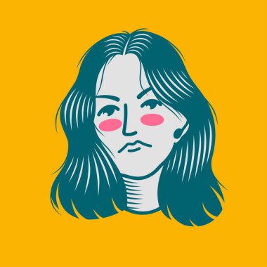 Karakter tasarımı avatar düz minimalist 45, basit vektör tasarımı, şirin çıkartma, karakter çıkartması