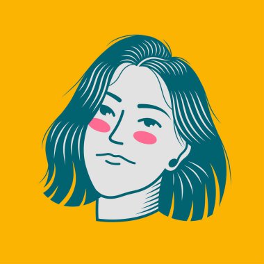 Karakter tasarımı avatar düz minimalist 47, basit vektör tasarımı, şirin çıkartma, karakter çıkartması