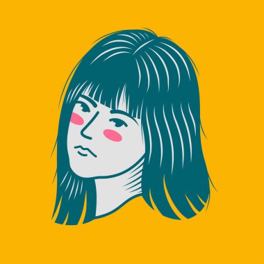 Karakter tasarımı avatar düz minimalist 50, basit vektör tasarımı, şirin çıkartma, karakter çıkartması