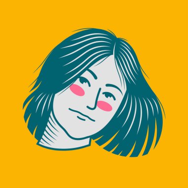 Karakter tasarımı avatar düz minimalist 54, basit vektör tasarımı, şirin çıkartma, karakter çıkartması