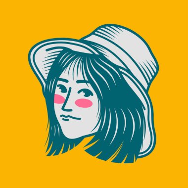 Karakter tasarımı avatar düz minimalist 63, basit vektör tasarımı, şirin çıkartma, karakter çıkartması