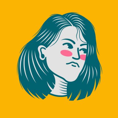 Karakter tasarımı avatar düz minimalist 74, basit vektör tasarımı, şirin çıkartma, karakter çıkartması