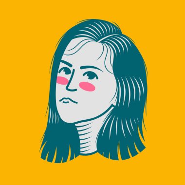 Karakter tasarımı avatar düz minimalist 76, basit vektör tasarımı, şirin çıkartma, karakter çıkartması