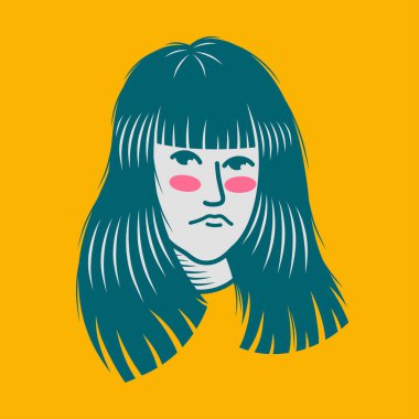 Karakter tasarımı avatar düz minimalist 77, basit vektör tasarımı, şirin çıkartma, karakter çıkartması