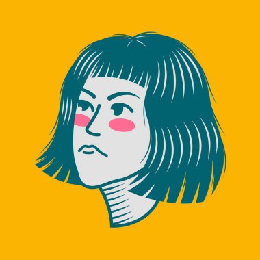 Karakter tasarımı avatar düz minimalist 86, basit vektör tasarımı, şirin çıkartma, karakter çıkartması