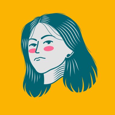 Karakter tasarımı avatar düz minimalist 92, basit vektör tasarımı, şirin çıkartma, karakter çıkartması