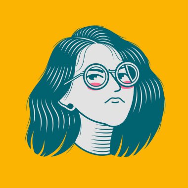 Karakter tasarımı avatar düz minimalist 93, basit vektör tasarımı, şirin çıkartma, karakter çıkartması