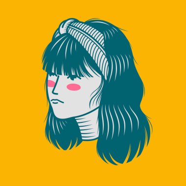 Karakter tasarımı avatar düz minimalist 98, basit vektör tasarımı, şirin çıkartma, karakter çıkartması