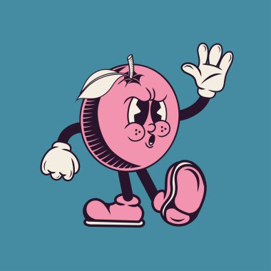 Portakallardan geri karakter tasarımı, basit vektör tasarımı, şirin çıkartma, karakter etiketi