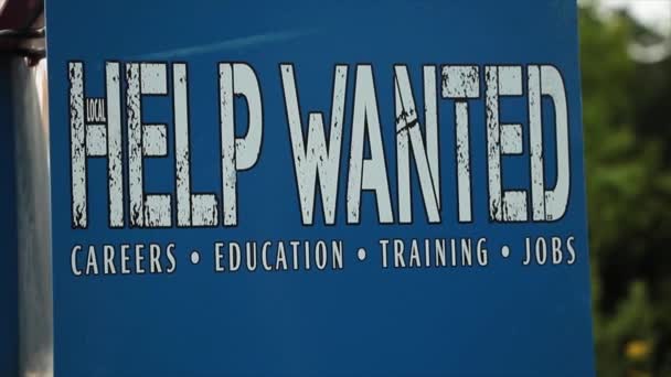 Help Wanted Careers Education Training Jobs Printed White Side Blue — Stock Video