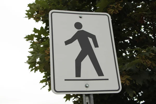 Segno Rettangolo Bianco Con Illustrazione Nera Persona Che Cammina Superficie — Foto Stock