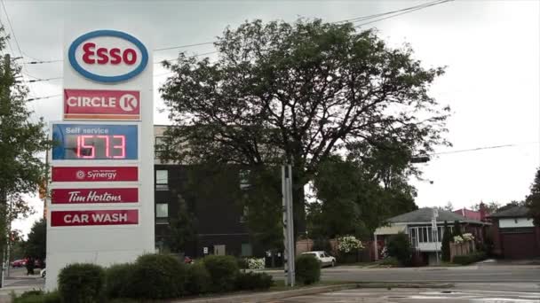 Esso Gas Station Logo Esso Gas Station Atop Price Sign — Stock Video