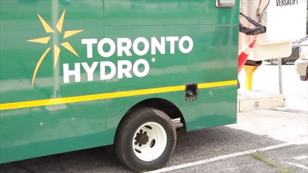 Toronto Hydro Pracovní Vůz Logem Pylon Lepení Zadní Straně Horkém — Stock video