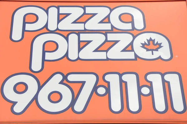 Pizza 967 1111 Schild Weiß Auf Orange Mit Gelb Und — Stockfoto