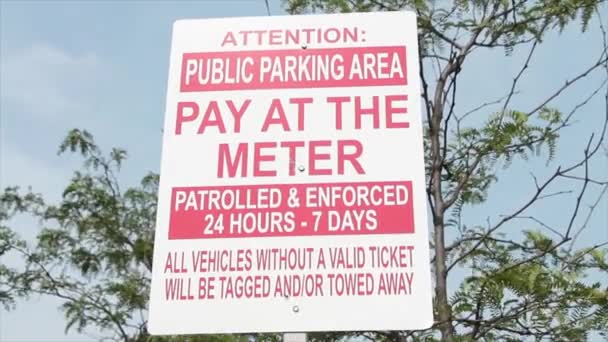 Atención Área Estacionamiento Público Pagar Medidor Patrullado Aplicado Horas Días — Vídeos de Stock