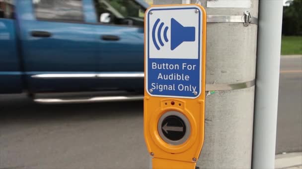 Tombol Untuk Sinyal Suara Hanya Tombol Penyeberangan Dengan Ilustrasi Speaker — Stok Video