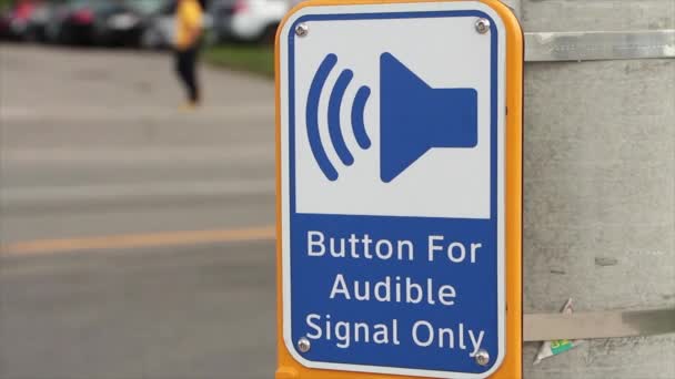 Κουμπί Για Ηχητικό Σήμα Μόνο Crosswalk Κουμπί Απεικόνιση Του Ηχείου — Αρχείο Βίντεο