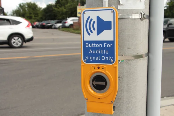 Buton Pentru Semnal Sonor Doar Buton Trecere Ilustrarea Difuzoarelor Drum — Fotografie, imagine de stoc
