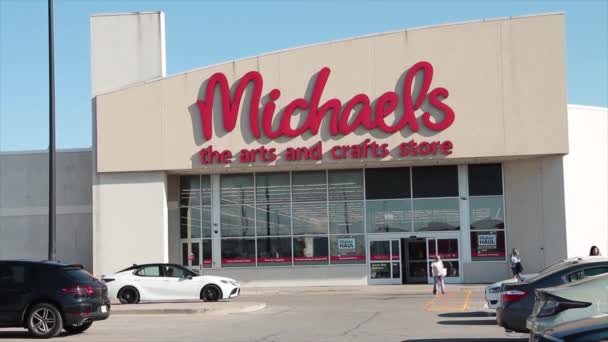 Michaels Las Artes Oficios Tienda Entrada Frontal Con Estacionamiento Con — Vídeo de stock